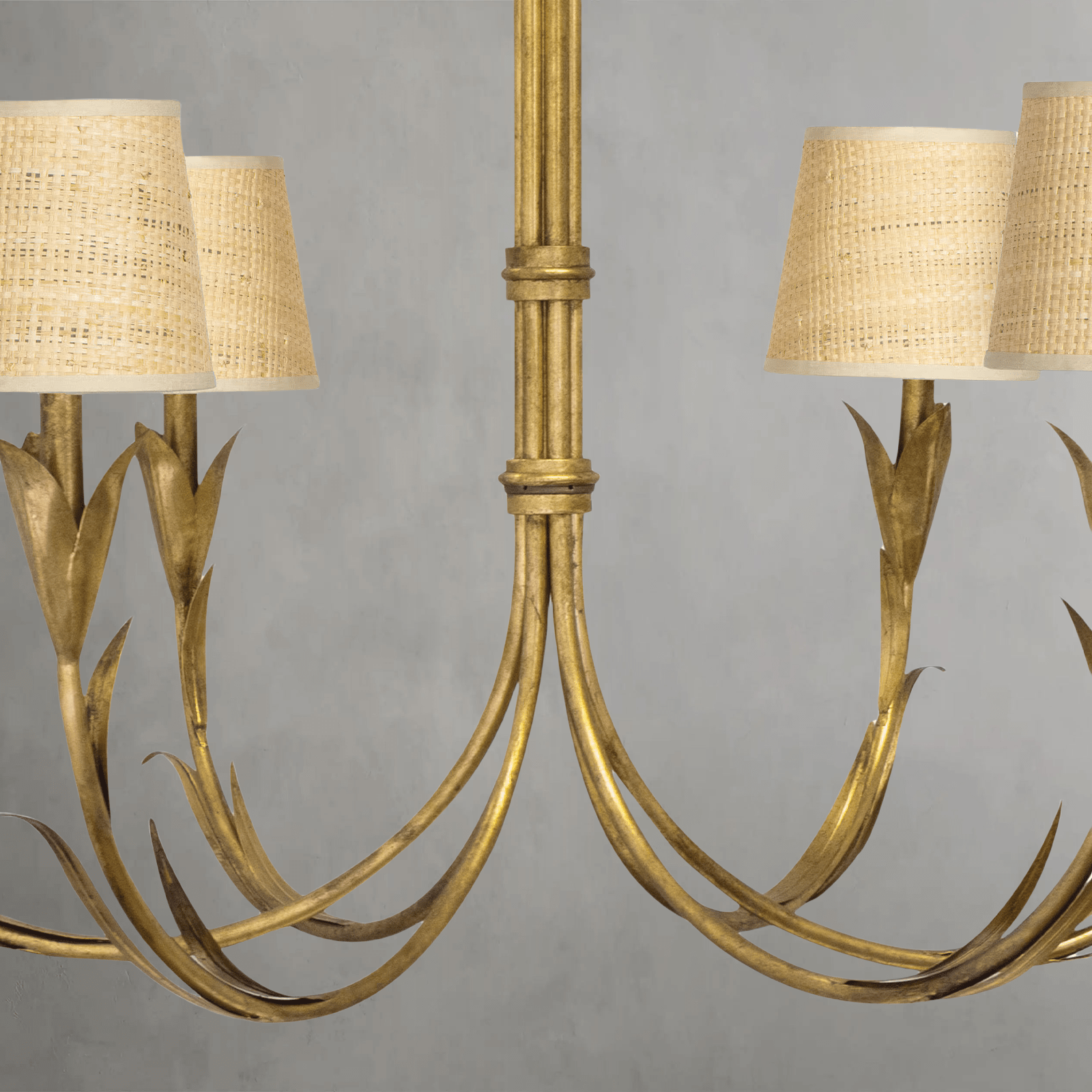 Fontara Rattan Reed Chandelier(Antique Gold Leaf) - Blushlighting