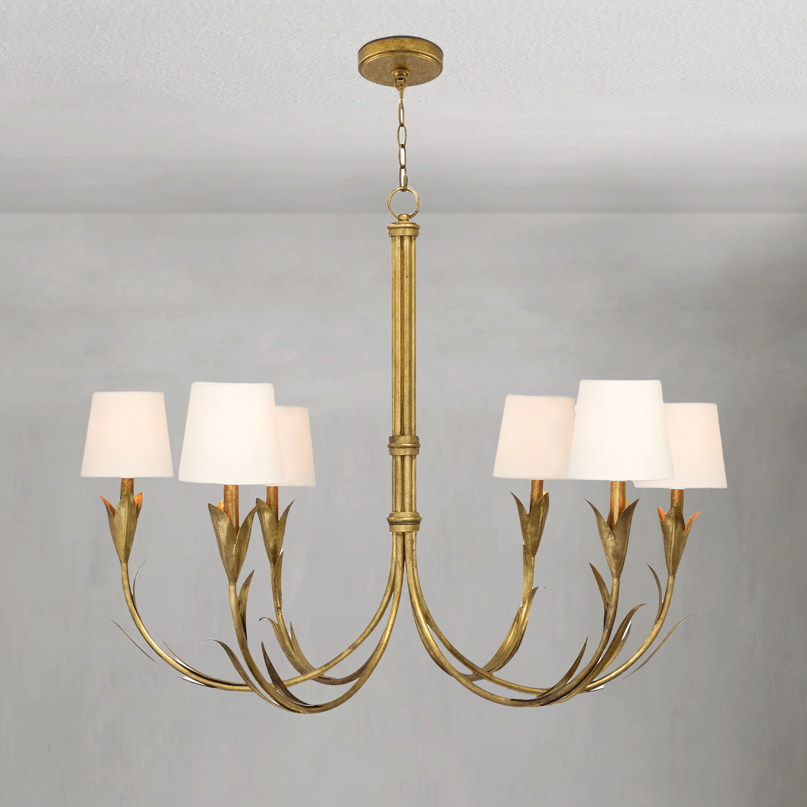 Fontara White Reed Chandelier(Antique Gold Leaf ) - Blushlighting