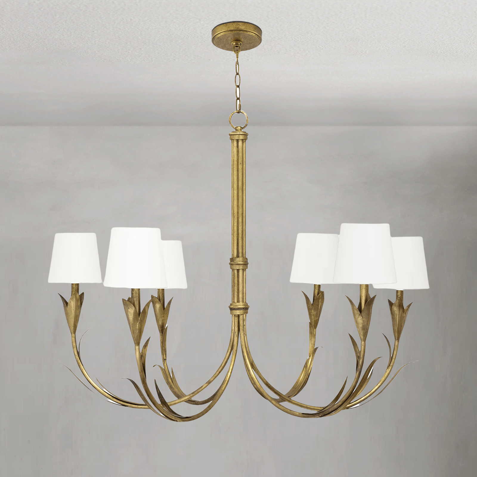 Fontara White Reed Chandelier(Antique Gold Leaf ) - Blushlighting