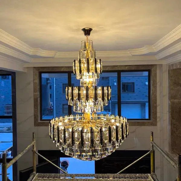 Foyer 3 Layers Extra Large Crystal Chandelier for Living Room Staircase Ceiling Lighting Fixture - D31.5"*H47.2"Blushlighting