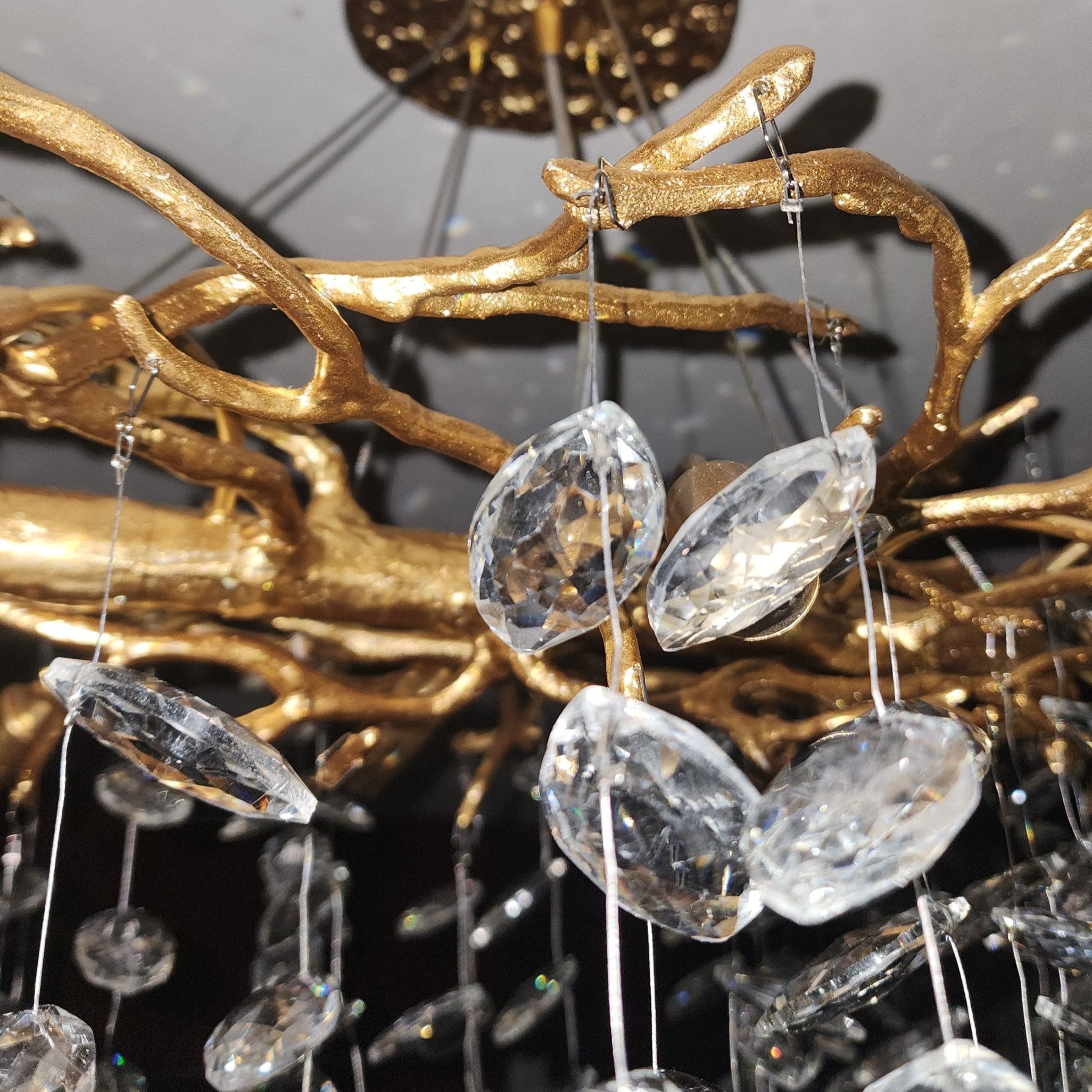 French Branch Crystal Chandelier with Elegant Crystal Leaves-Chandeliers-Blushlighting