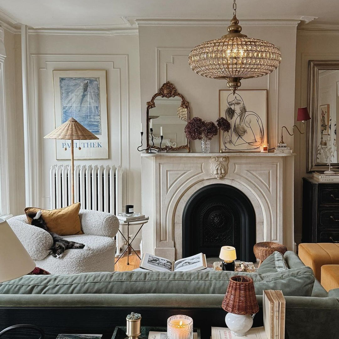 French Empire Vintage Bead Ellipsoid Crystal Chandelier for Living Room/Bedroom-Chandeliers-