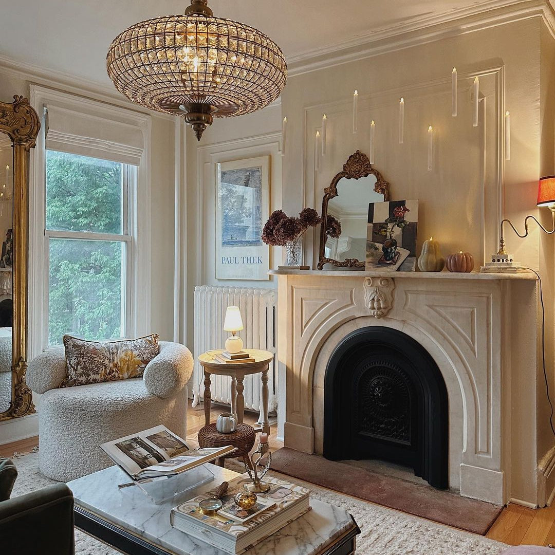 French Empire Vintage Bead Ellipsoid Crystal Chandelier for Living Room/Bedroom-Chandeliers-