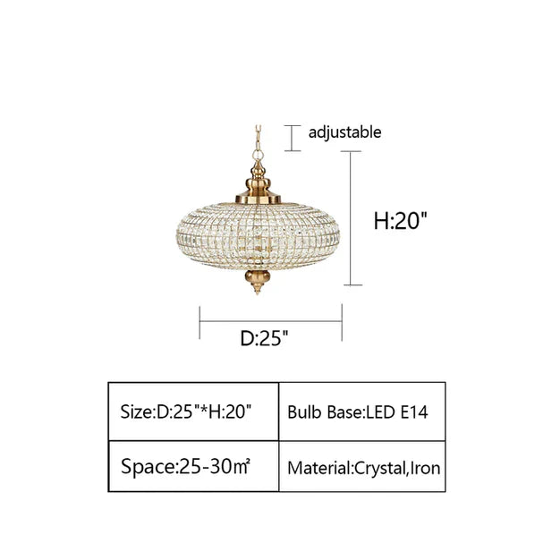 French Empire Vintage Bead Ellipsoid Crystal Chandelier for Living Room/Bedroom-Chandeliers-