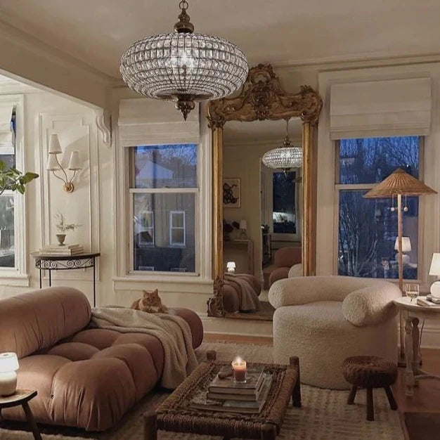 French Empire Vintage Bead Ellipsoid Crystal Chandelier for Living Room/Bedroom-Chandeliers-