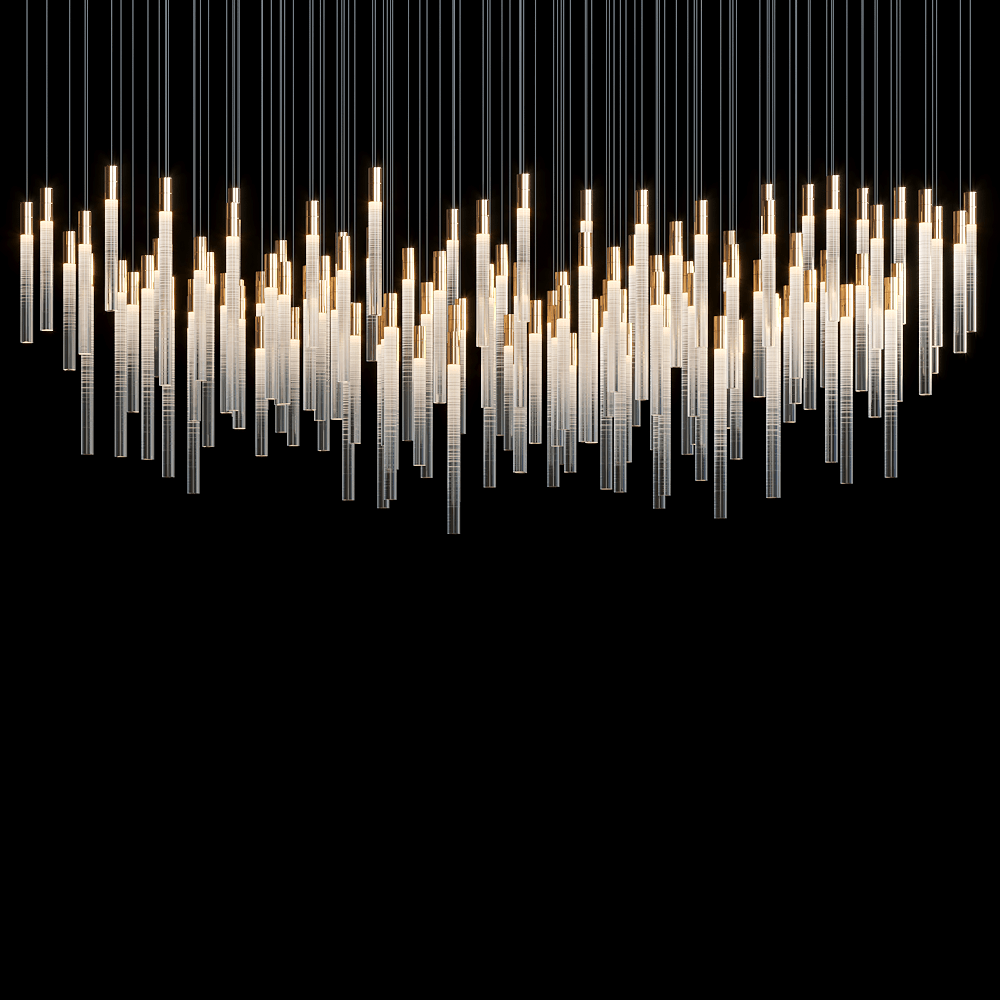 Frosted Tube Cluster Chandelier - 72" L × 24" W × 22" HBlushlighting