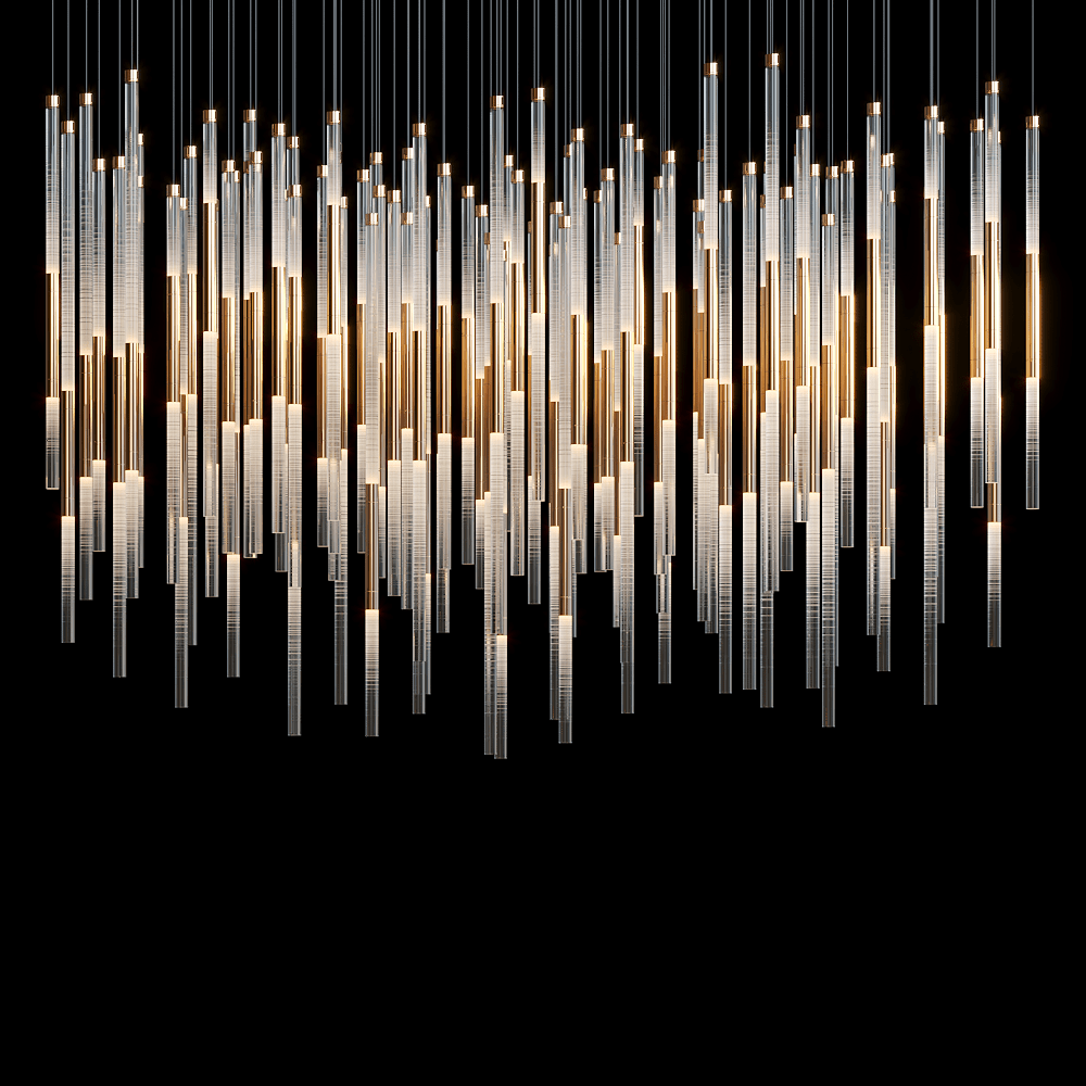 Frosted Tube Cluster Chandelier - 48" L × 18" W × 18" HBlushlighting
