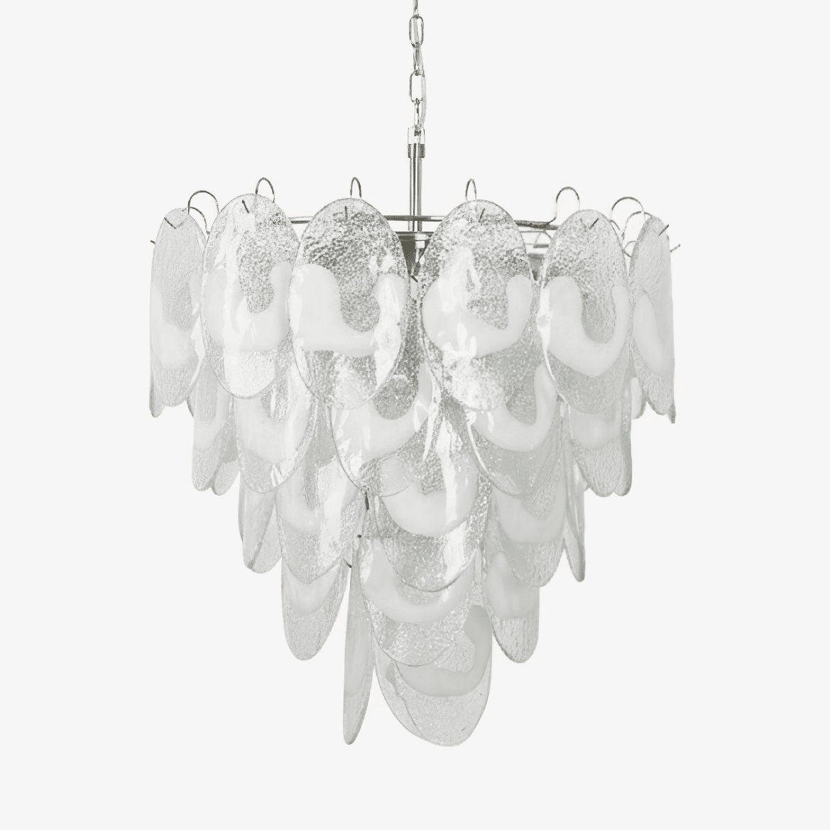 Frostelle Murano Chandelier - ∅ 29.5″ x H 27.6″Nickel & Clear+White glassBlushlighting