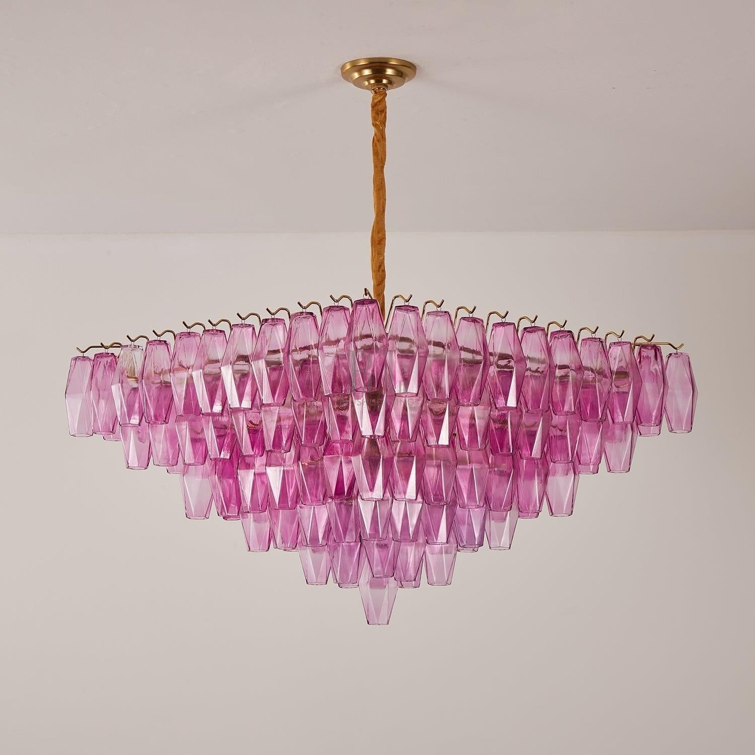 Fuchsia Prism Empire Chandelier - ∅ 39.4″ x H 39.4″Gold & PinkBlushlighting