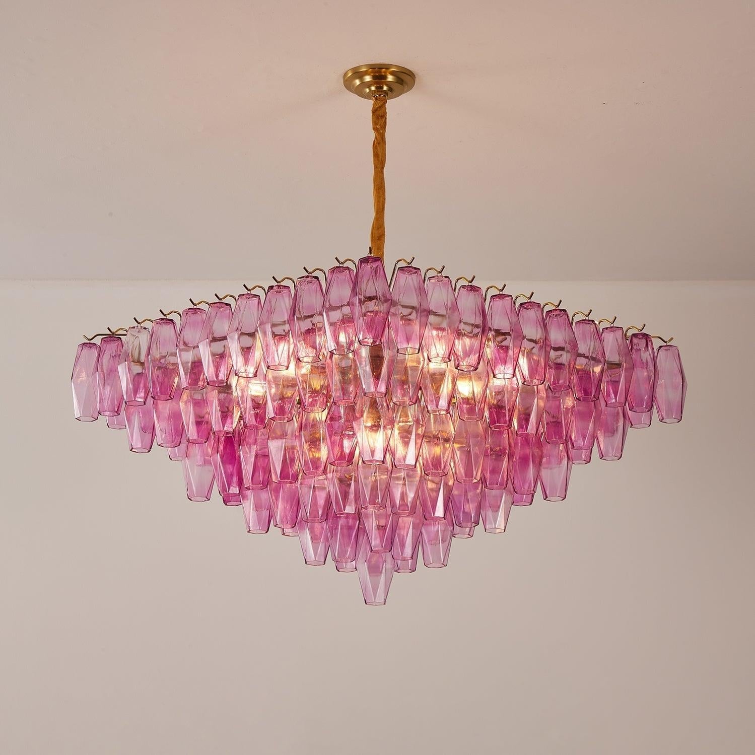 Fuchsia Prism Empire Chandelier - ∅ 39.4″ x H 39.4″Gold & PinkBlushlighting