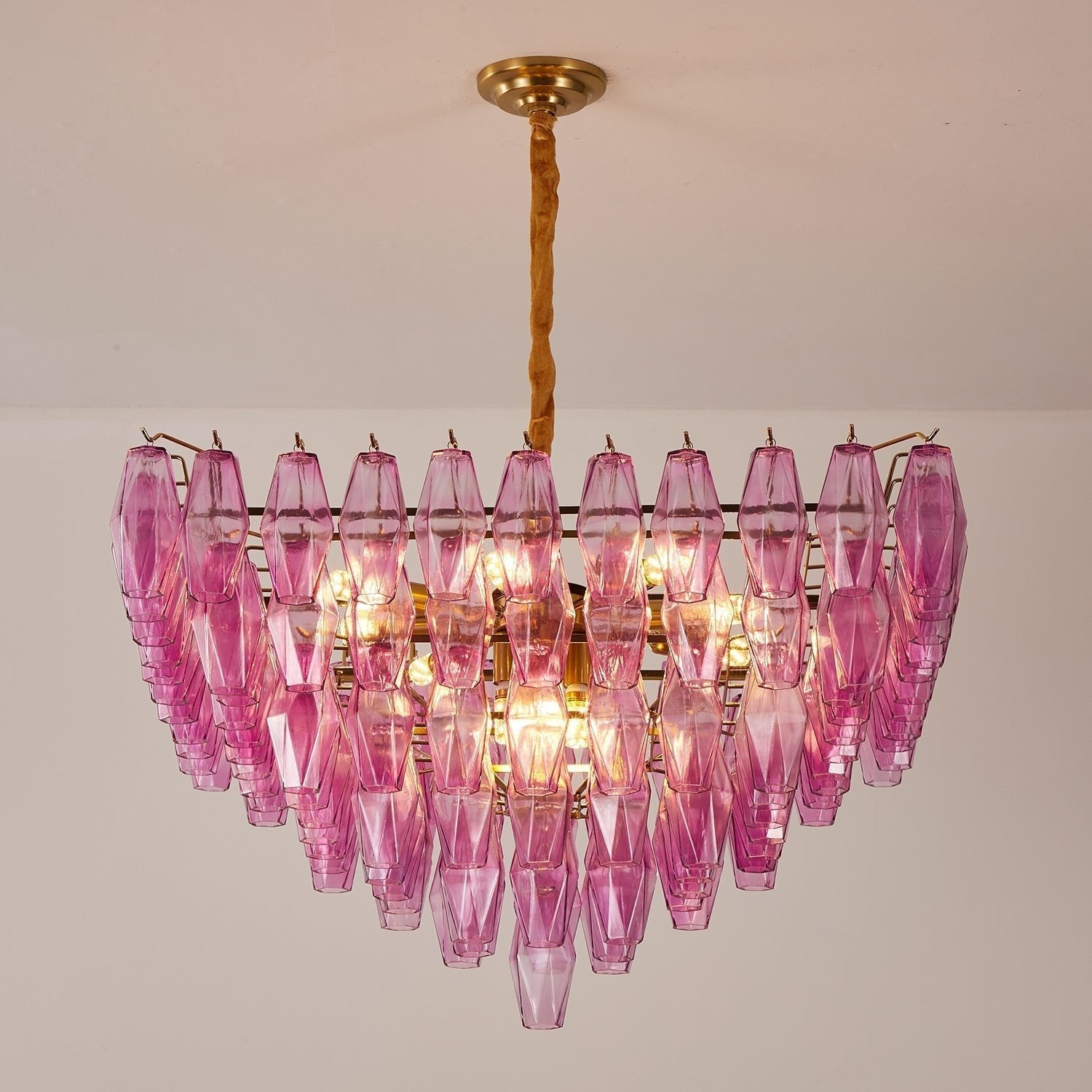 Fuchsia Prism Empire Chandelier - ∅ 39.4″ x H 39.4″Gold & PinkBlushlighting