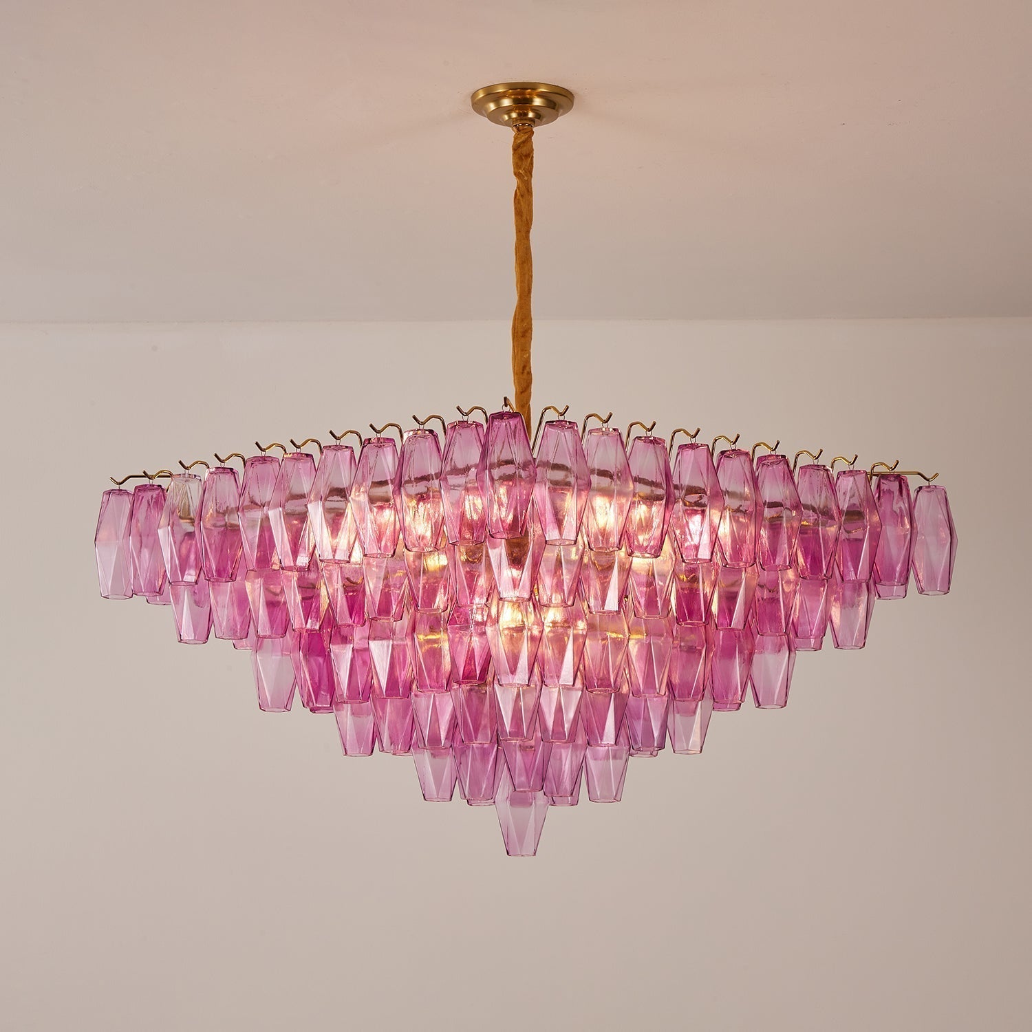 Fuchsia Prism Empire Chandelier - ∅ 39.4″ x H 39.4″Gold & PinkBlushlighting