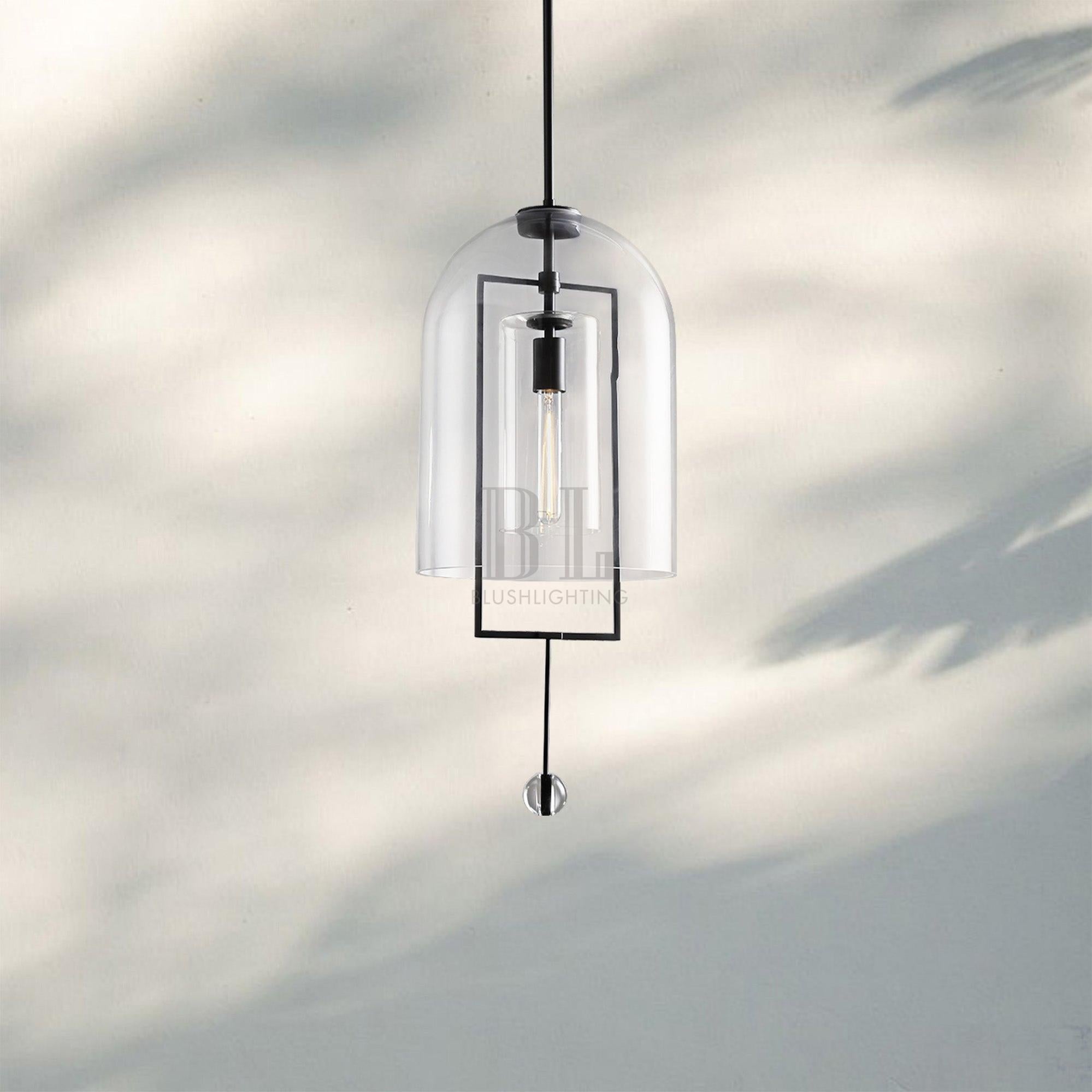 Fulcram Glass Pendant Light 13'' 15''-13''-Matte Black-