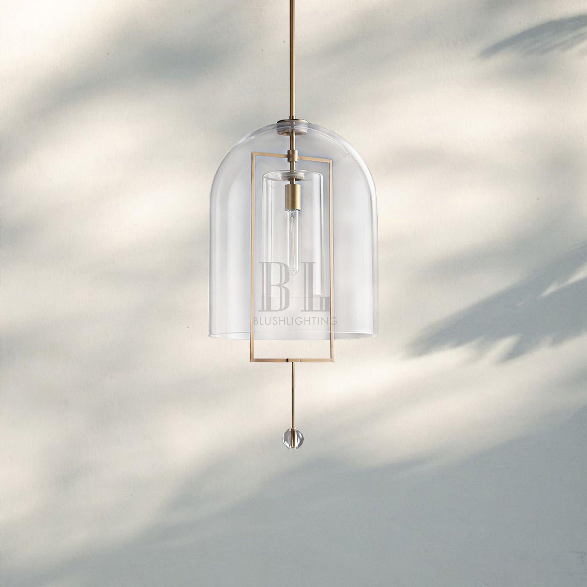 Fulcram Glass Pendant Light 13'' 15''-15''-Lacquered Burnished Brass-