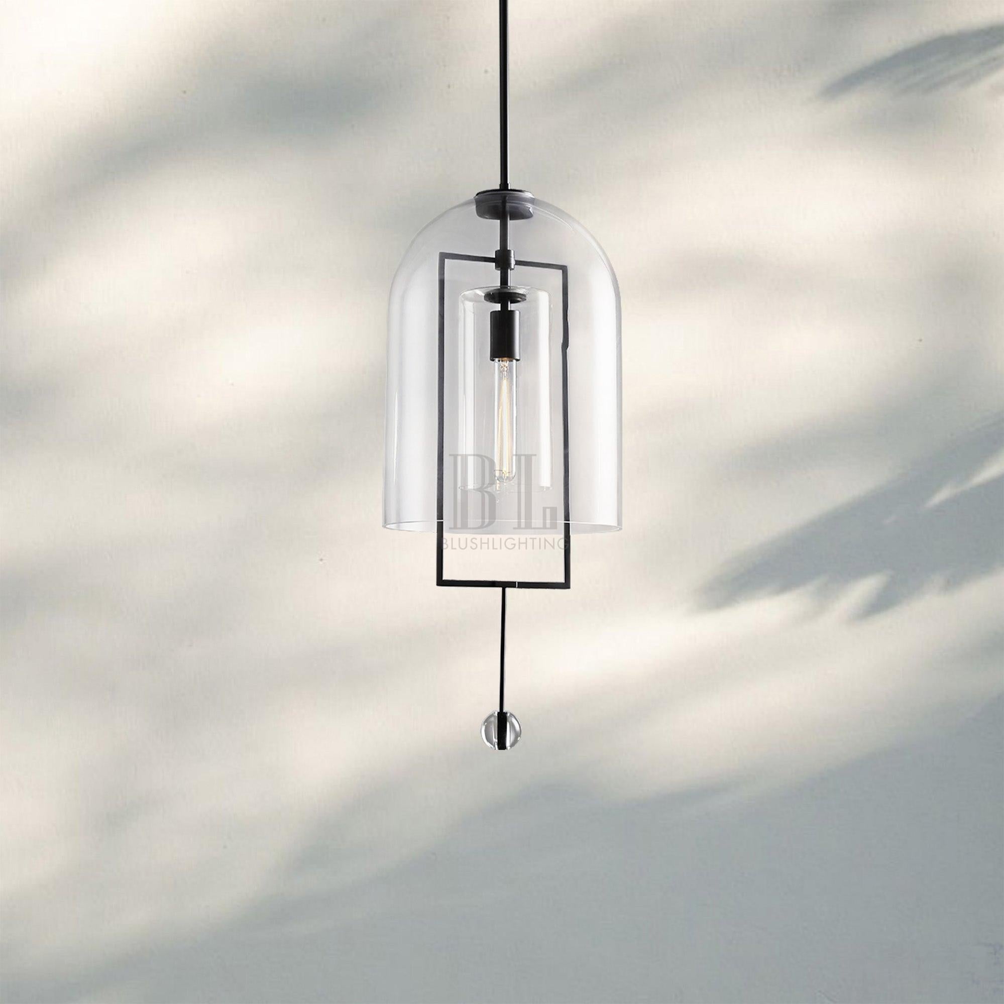 Fulcram Glass Pendant Light 13'' 15''-13''-Matte Black-