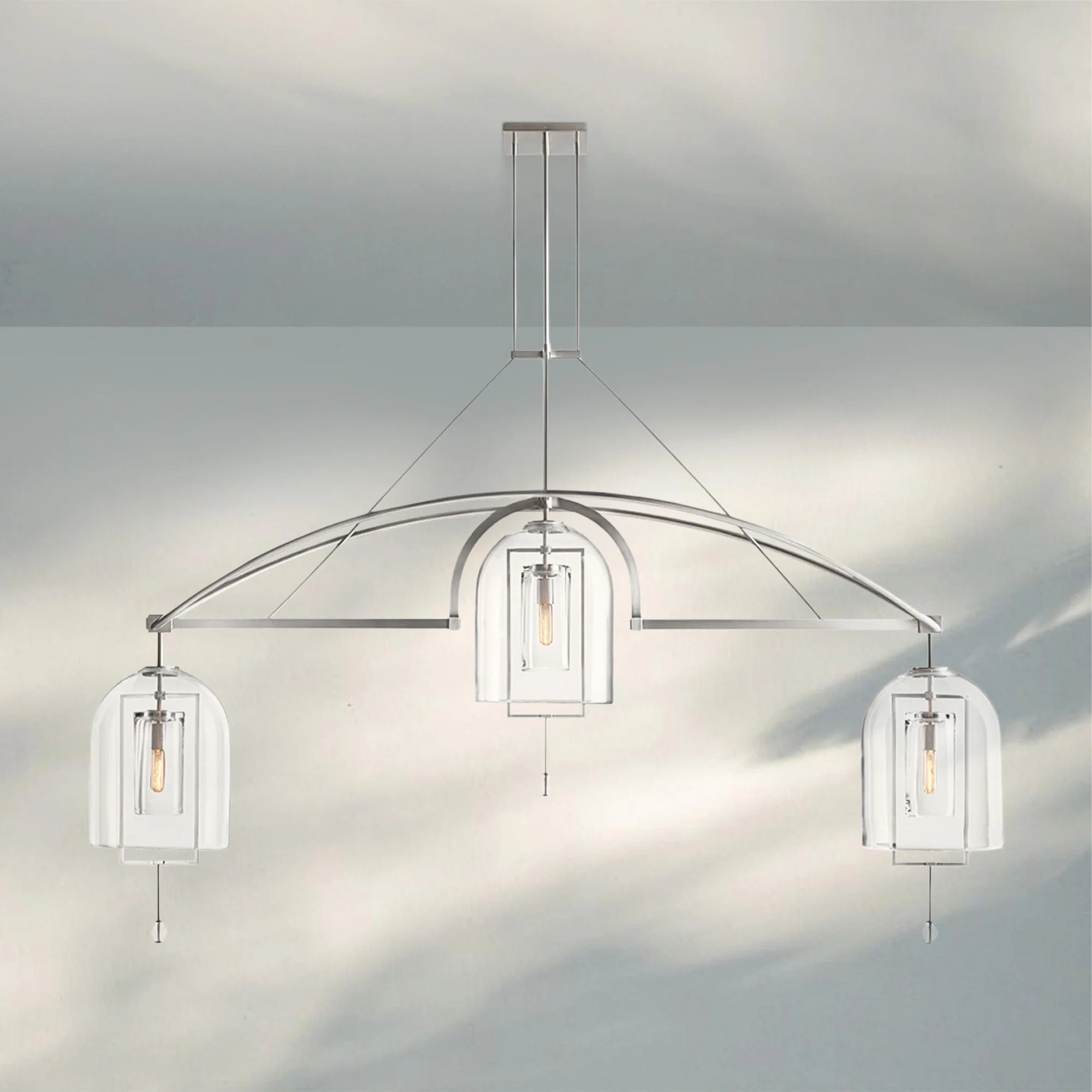 Fulcram Modern Luxury Chandelier 3-Lights-73''-Nickel-
