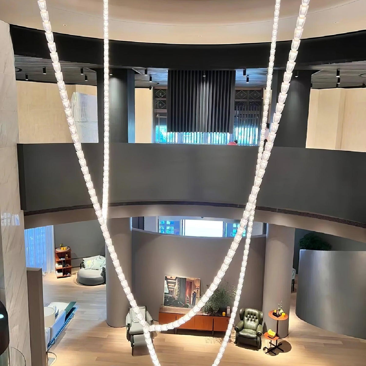 Gabriel Cascade K9 Crystal Chandelier - 161 heads ∅ 47.2″ x H 118″ / Dia 120cm x H 300cmClear & ChromeWarm LightBlushlighting