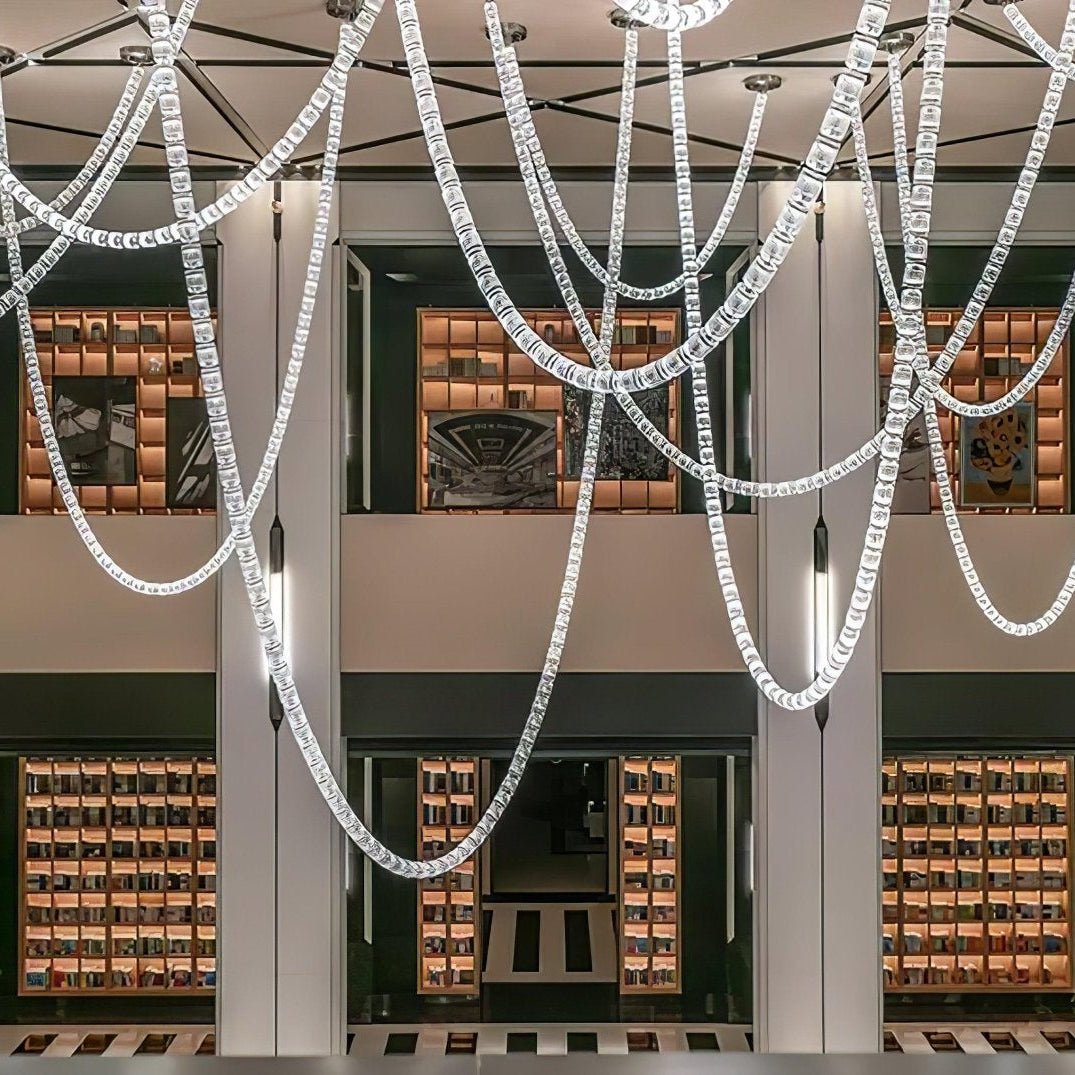 Gabriel Cascade K9 Crystal Chandelier - 161 heads ∅ 47.2″ x H 118″ / Dia 120cm x H 300cmClear & ChromeWarm LightBlushlighting