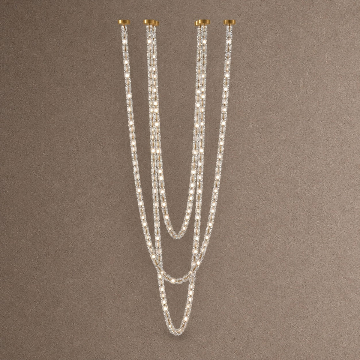 Gabriel Chandelier - 270 heads ∅ 59″ x H 198.8″ / Dia 150cm x H 505cmClear & ChromeWarm LightBlushlighting