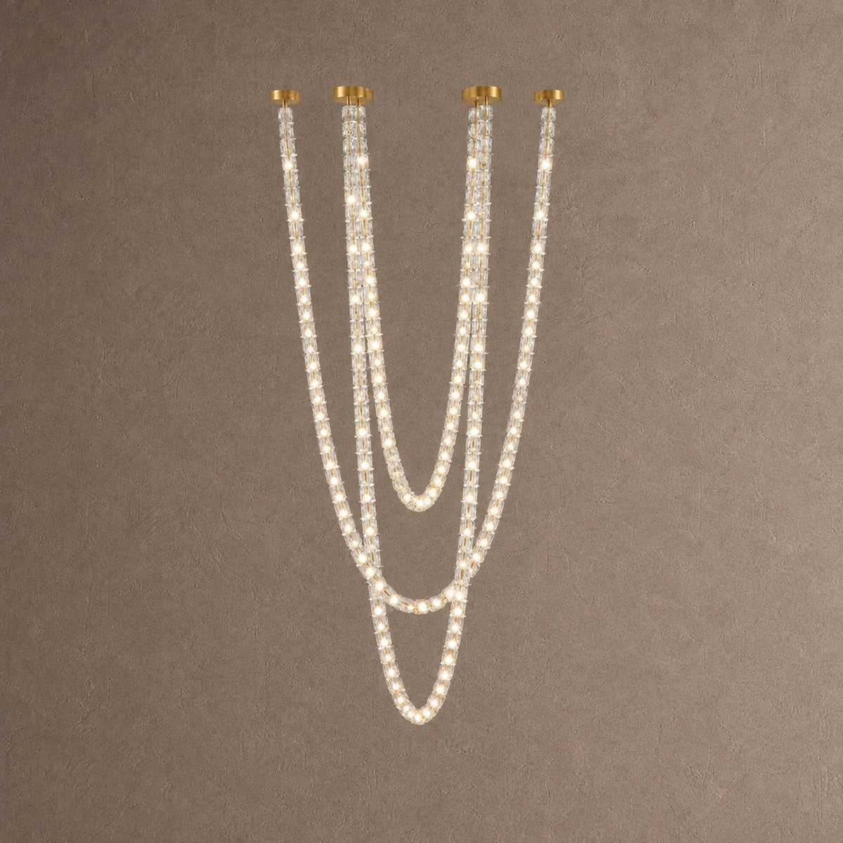 Gabriel Chandelier - 190 heads ∅ 59″ x H 137.8″ / Dia 150cm x H 350cmClear & ChromeWarm LightBlushlighting