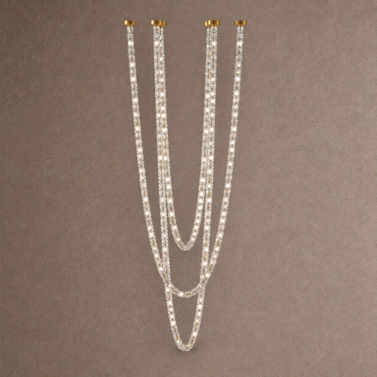 Gabriel Chandelier - 270 heads ∅ 59″ x H 198.8″ / Dia 150cm x H 505cmClear & ChromeWarm LightBlushlighting