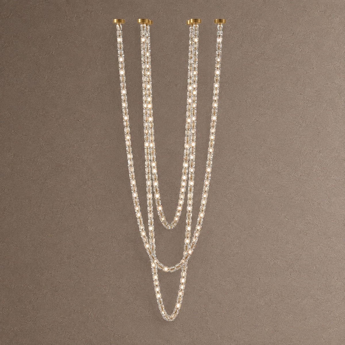 Gabriel Chandelier - 270 heads ∅ 59″ x H 198.8″ / Dia 150cm x H 505cmClear & ChromeWarm LightBlushlighting