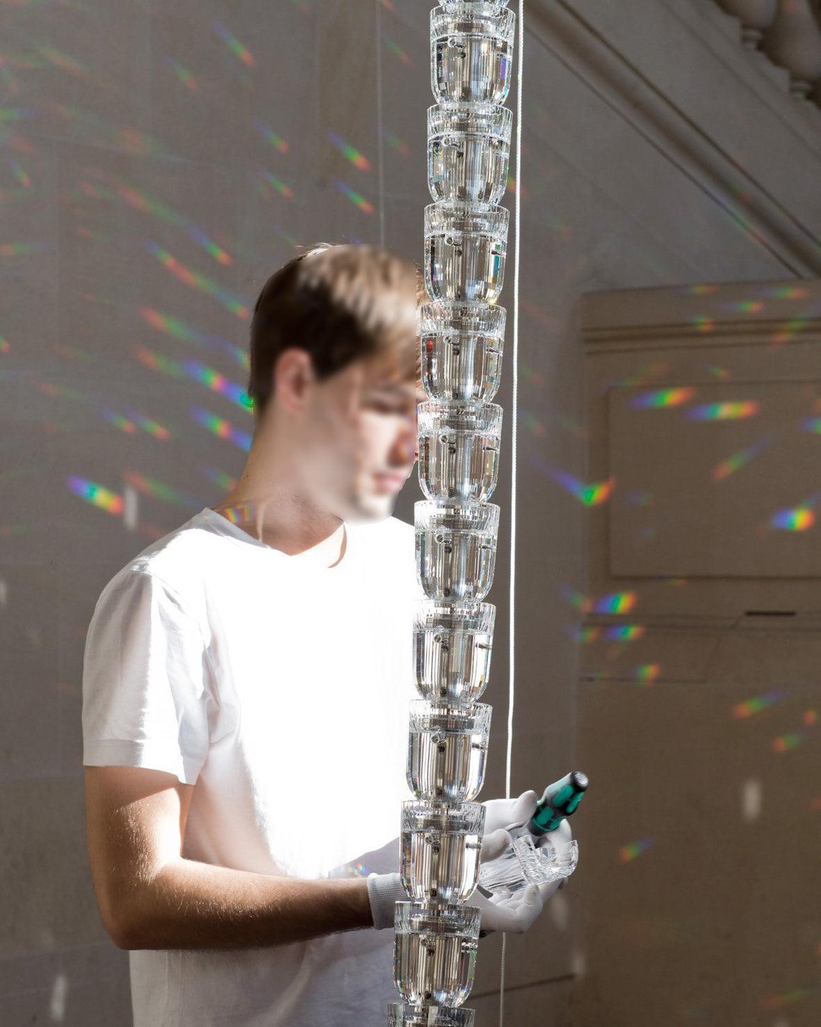 Gabriel Chandelier C - 100 Lights ∅ 71″ x H 22″ / Dia 180cm x H 56cmClear & ChromeWarm LightBlushlighting