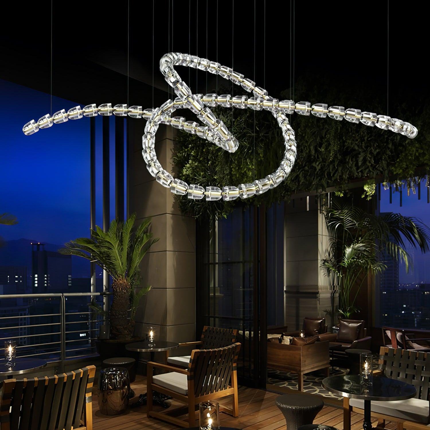 Gabriel Chandelier C - 100 Lights ∅ 71″ x H 22″ / Dia 180cm x H 56cmClear & ChromeWarm LightBlushlighting