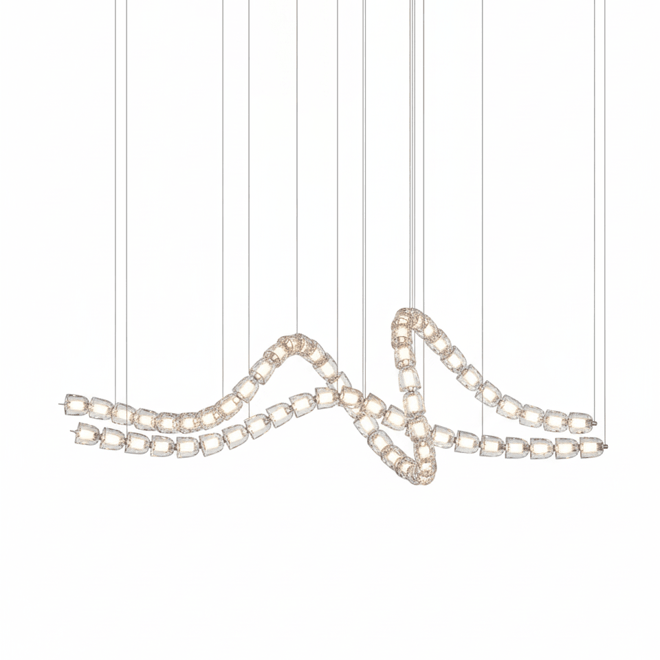 Gabriel Chandelier D - 64 Lights L 78.7″ x H 25″ / L 200cm x H 63.5cmClear & ChromeWarm LightBlushlighting