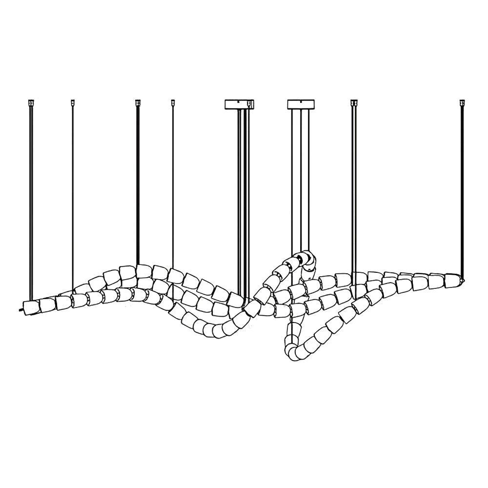 Gabriel Chandelier D - 53 Lights L 63″ x H 23″ / L 160cm x H 58.5cmClear & ChromeWarm LightBlushlighting