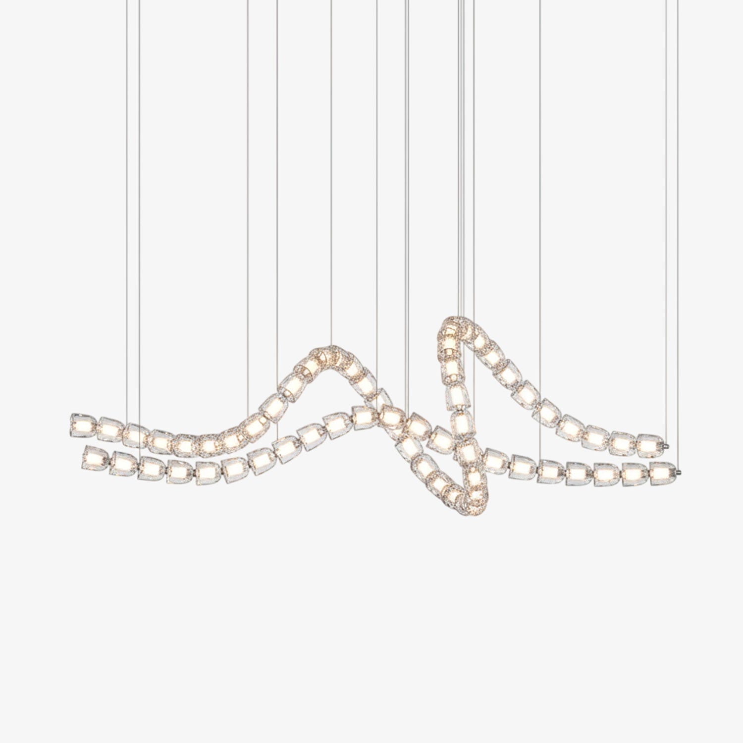 Gabriel Chandelier D - 53 Lights L 63″ x H 23″ / L 160cm x H 58.5cmClear & ChromeWarm LightBlushlighting