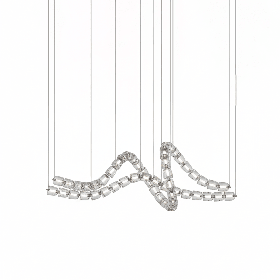 Gabriel Chandelier D - 53 Lights L 63″ x H 23″ / L 160cm x H 58.5cmClear & ChromeWarm LightBlushlighting