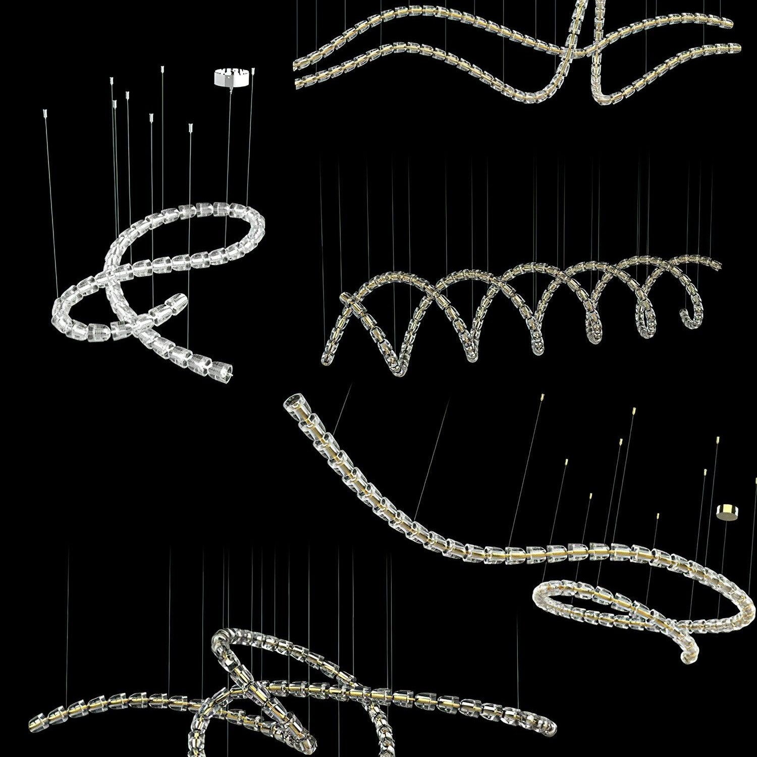 Gabriel Chandelier D - 53 Lights L 63″ x H 23″ / L 160cm x H 58.5cmClear & ChromeWarm LightBlushlighting