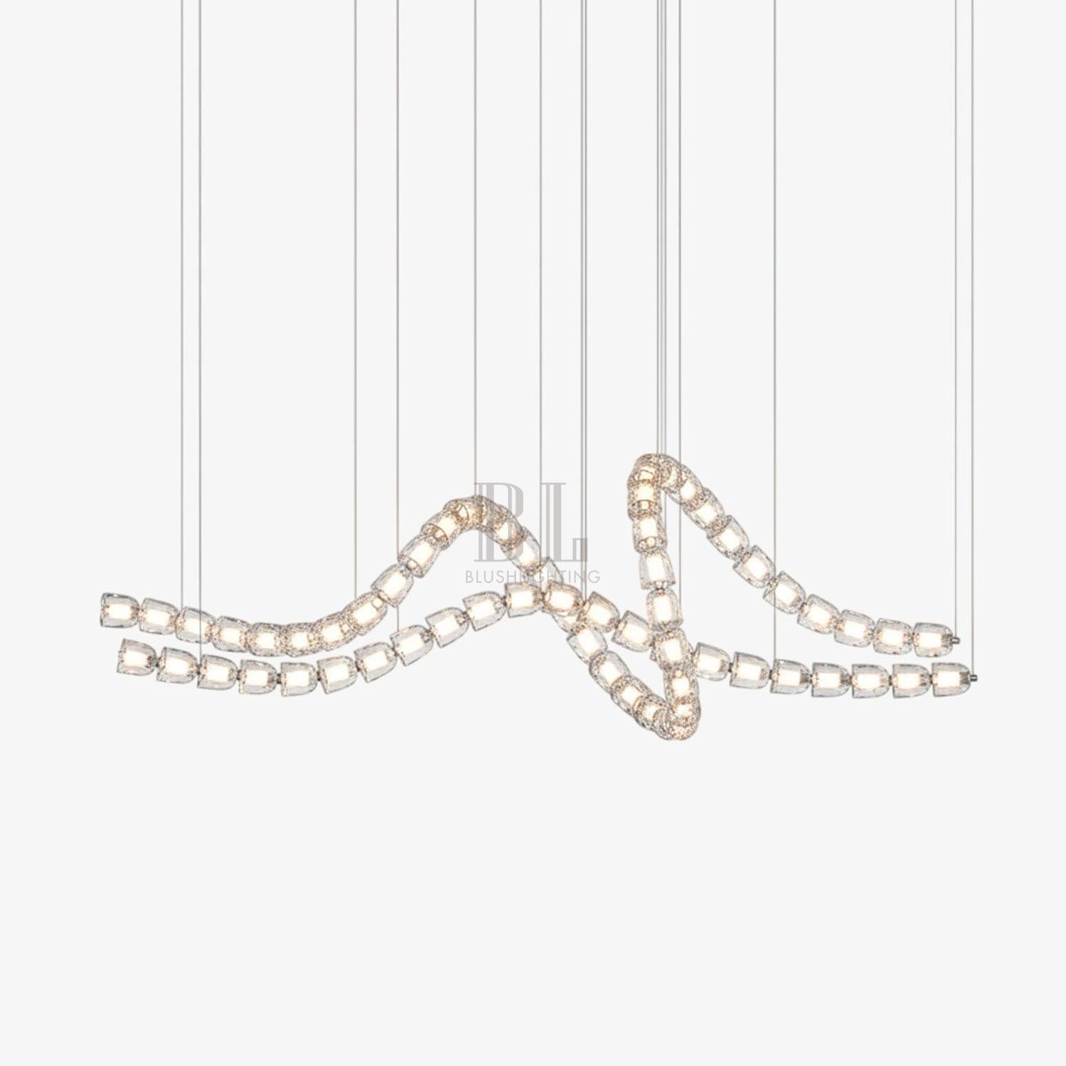 Gabriel Chandelier D - 53 Lights L 63″ x H 23″ / L 160cm x H 58.5cmClear & ChromeWarm LightBlushlighting