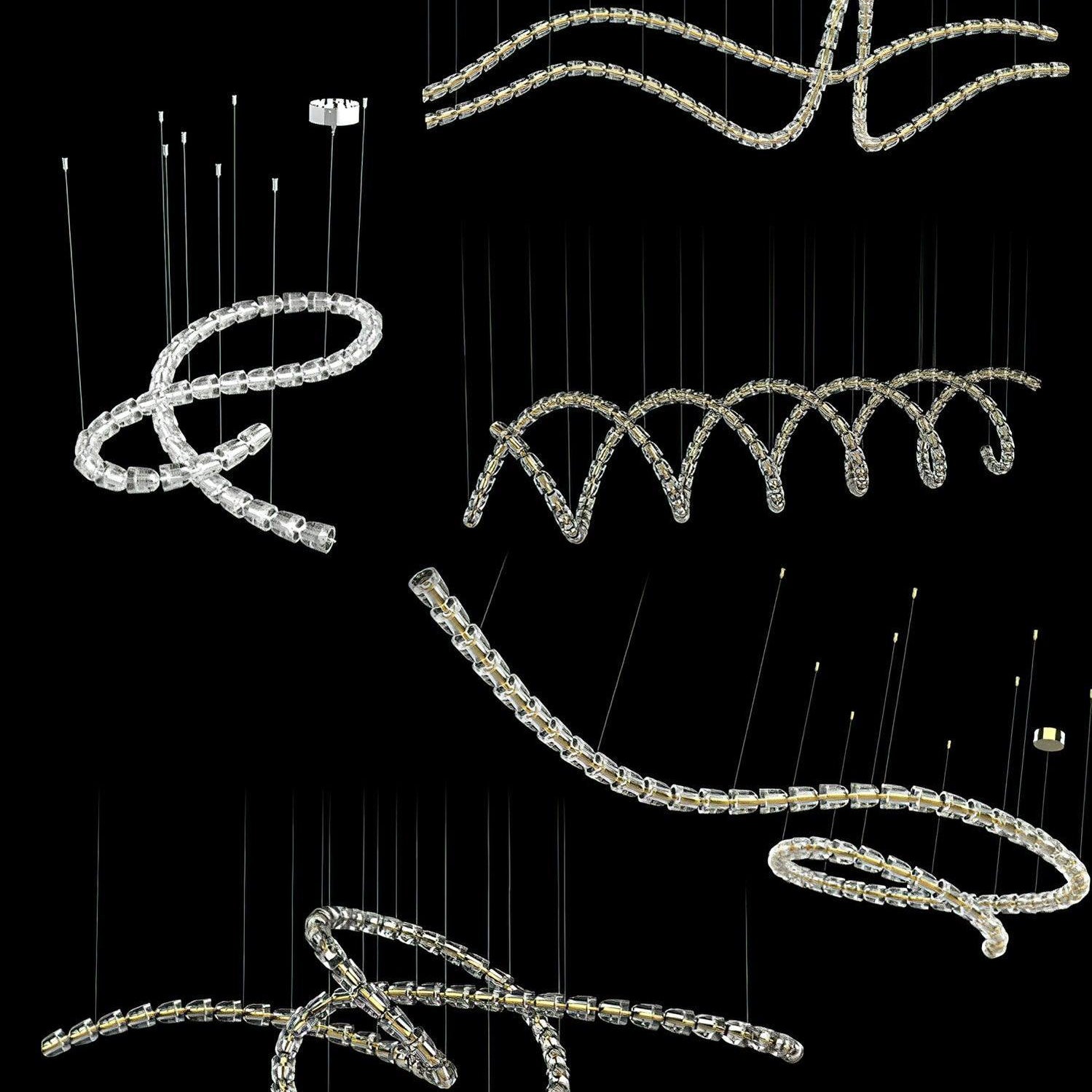 Gabriel Chandelier I - 60 Lights L 98.4″ x H 13.8″ / L 250cm x H 35cmClear & ChromeWarm LightBlushlighting