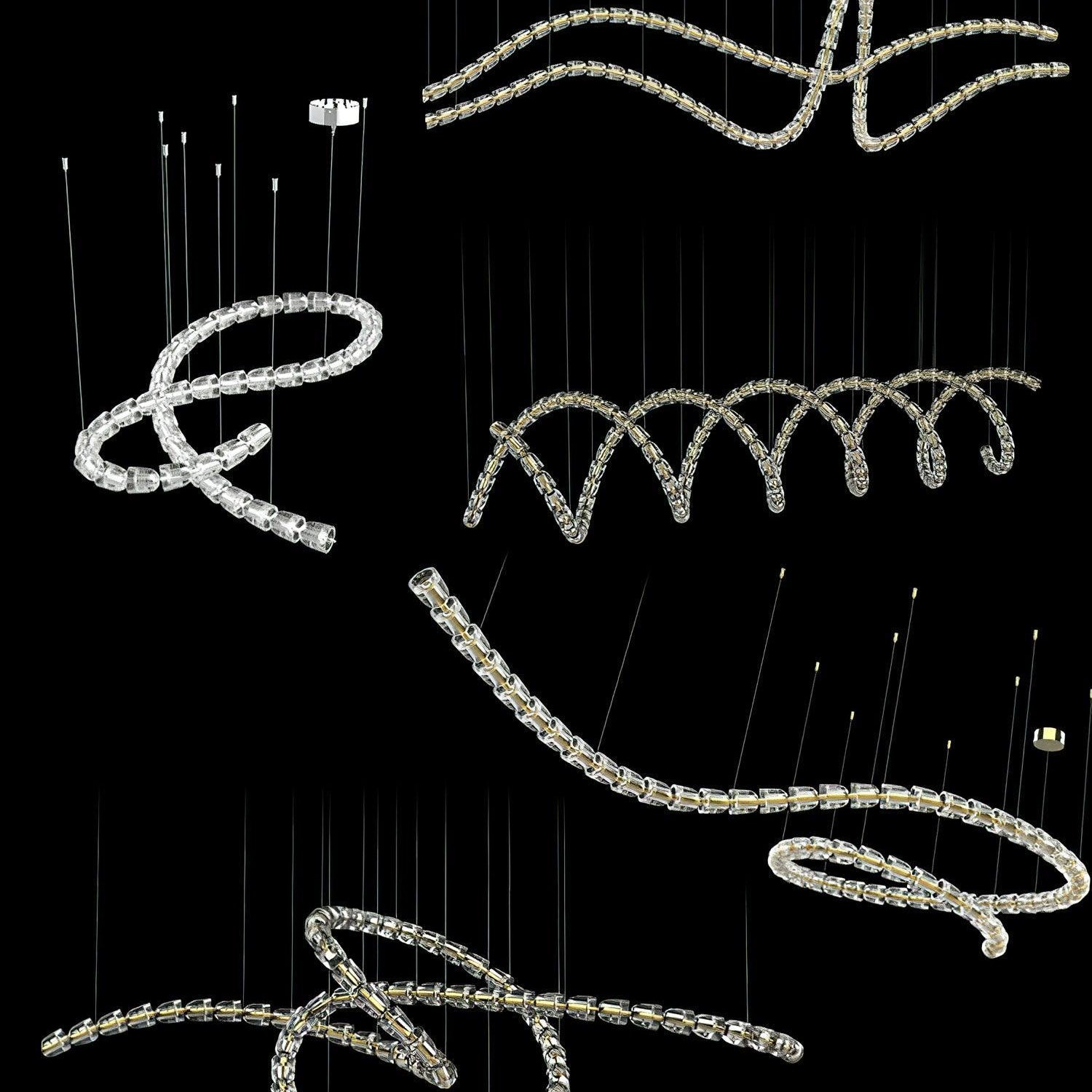 Gabriel Chandelier I - 60 Lights L 98.4″ x H 13.8″ / L 250cm x H 35cmClear & ChromeWarm LightBlushlighting