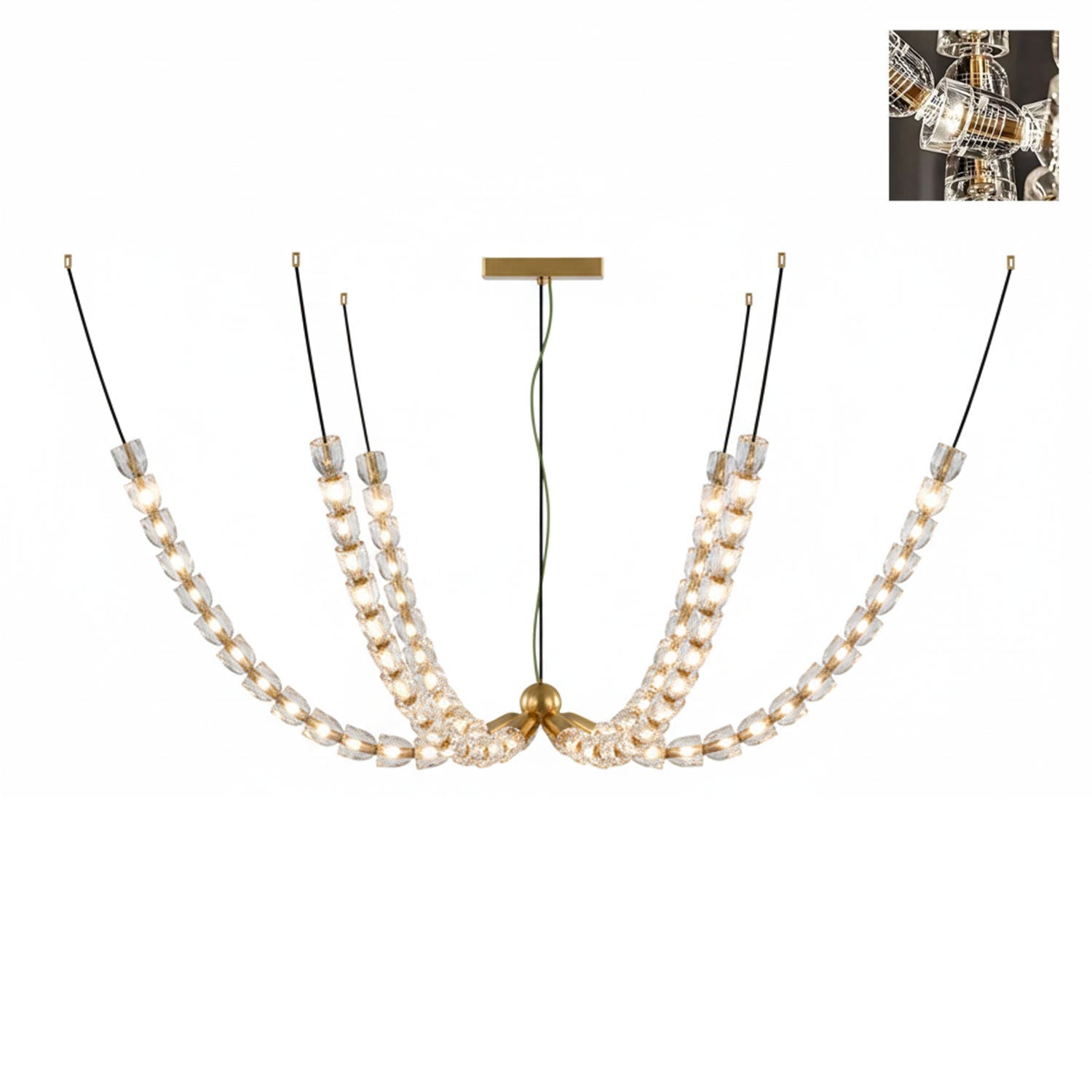 Gabriel Chandelier K - Model B: 90 Lights ∅ 82.7″ x H 19.7″Clear & ChromeWarm LightBlushlighting