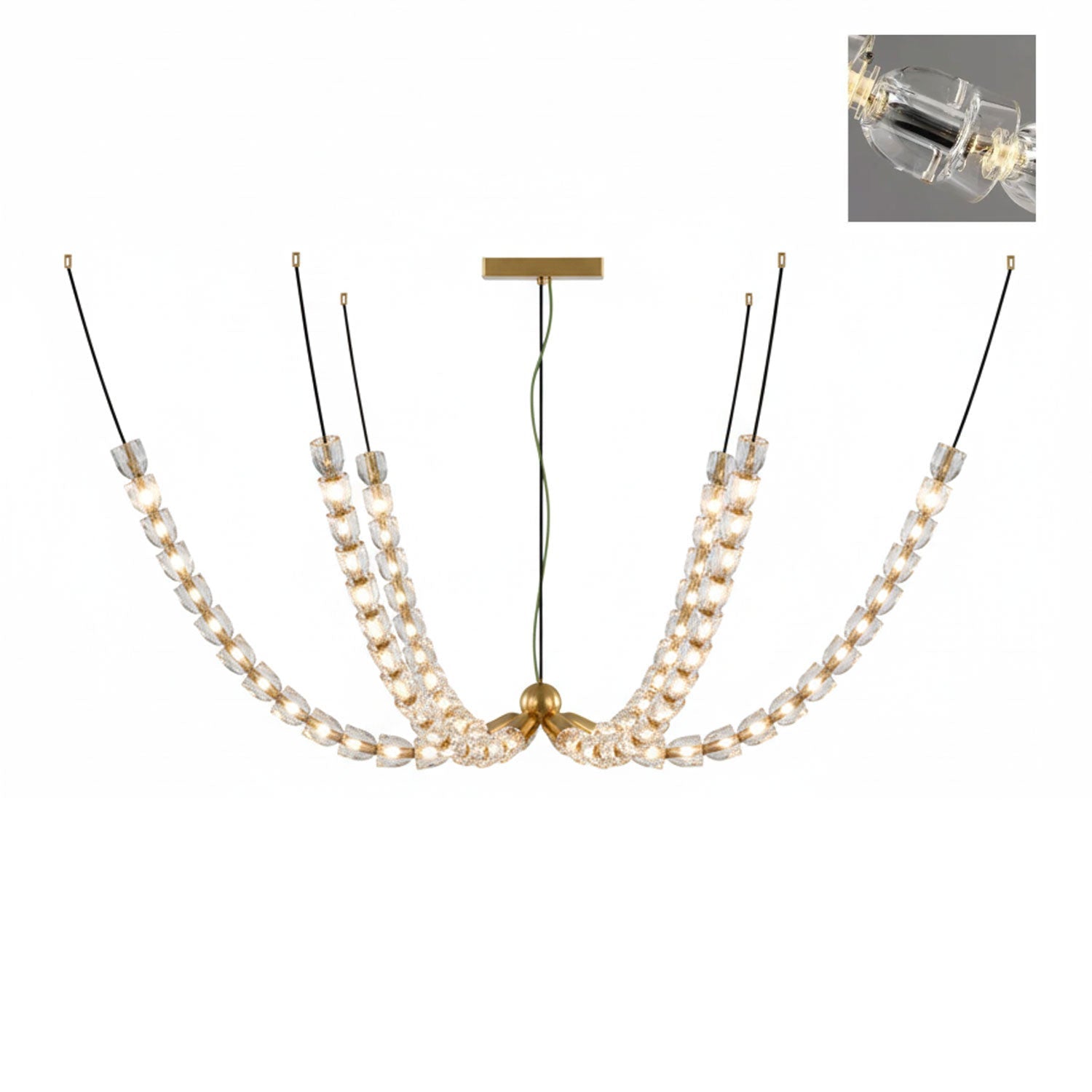 Gabriel Chandelier K - Model A: 90 Lights ∅ 82.7″ x H 19.7″Clear & ChromeWarm LightBlushlighting