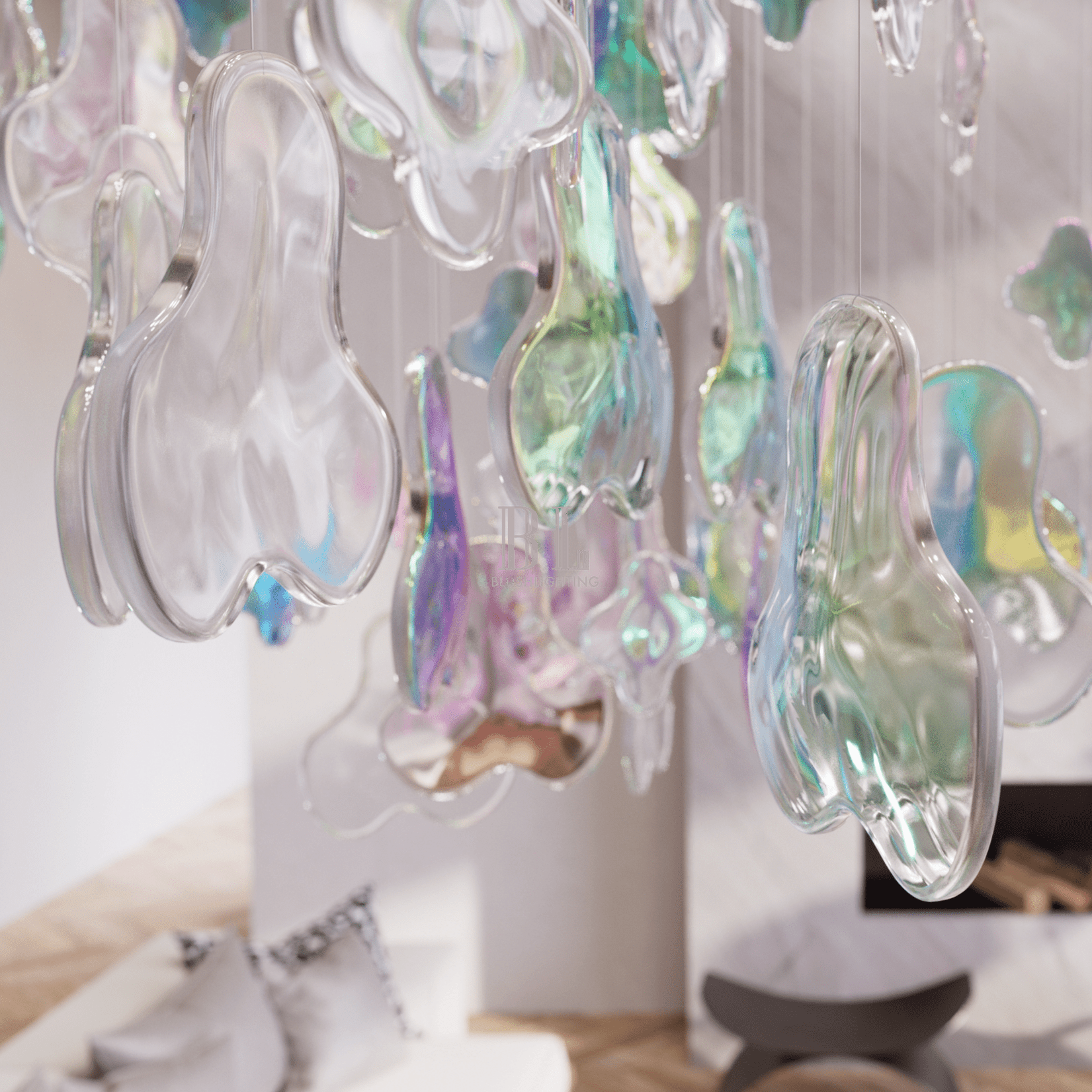 Galaxy Iris Iridescent Blossom Chandelier - Support Customized DrawingsNo Ceiling PlateBlushlighting