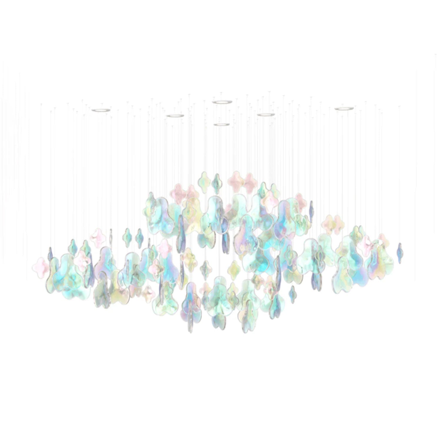 Galaxy Iris Iridescent Blossom Chandelier - L 63 x W 15.7″ x H 78.7″No Ceiling PlateBlushlighting