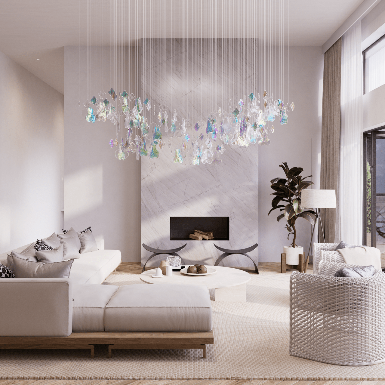 Galaxy Iris Iridescent Blossom Chandelier - Support Customized DrawingsNo Ceiling PlateBlushlighting