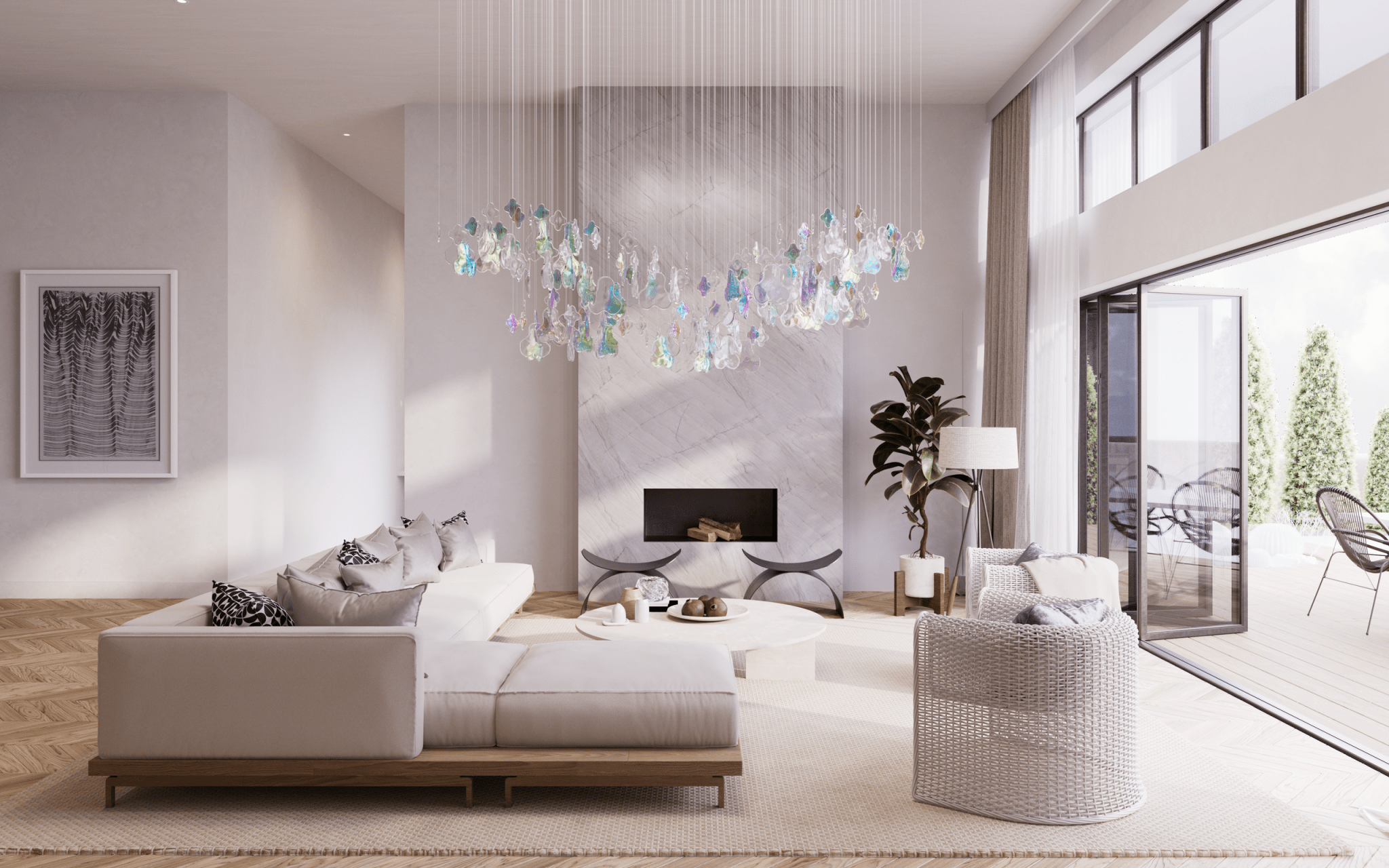 Galaxy Iris Iridescent Blossom Chandelier - Support Customized DrawingsNo Ceiling PlateBlushlighting