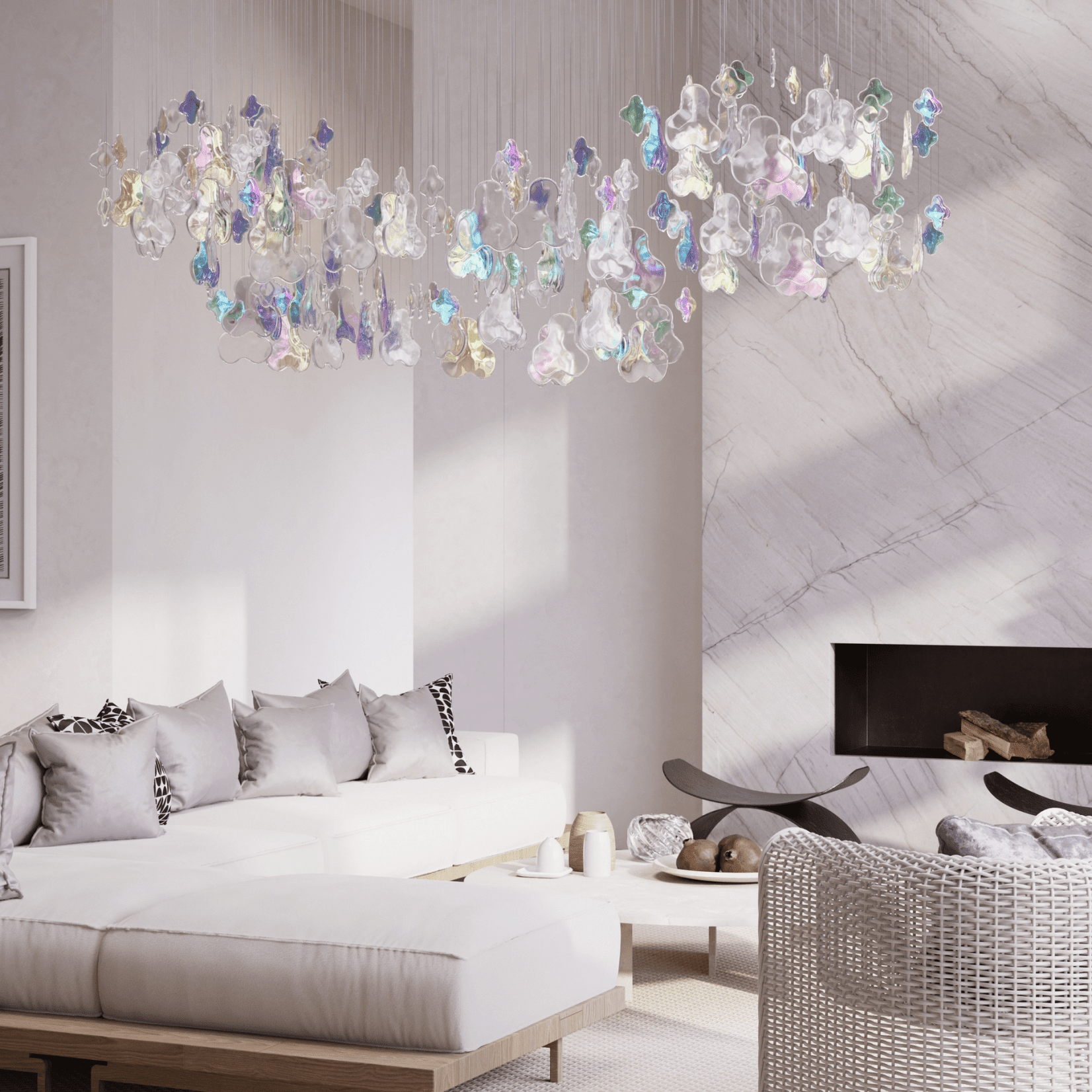 Galaxy Iris Iridescent Blossom Chandelier - Support Customized DrawingsNo Ceiling PlateBlushlighting