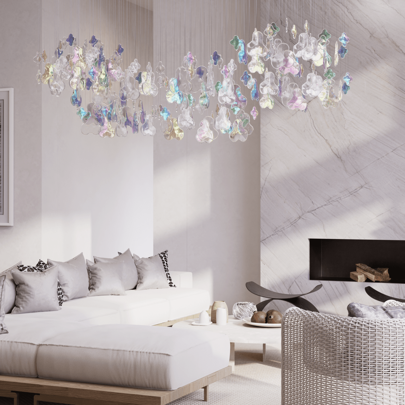 Galaxy Iris Iridescent Blossom Chandelier - Support Customized DrawingsNo Ceiling PlateBlushlighting