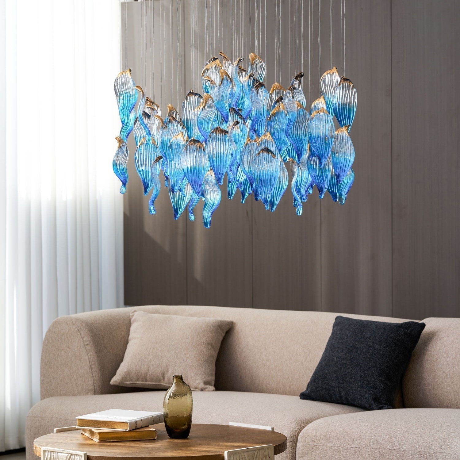 Galaxy Ocean Drift Blown Glass Crystal Spiral Chandelier - L 59.1″ x W 98.4″ x H78.7″No Ceiling PlateBlushlighting