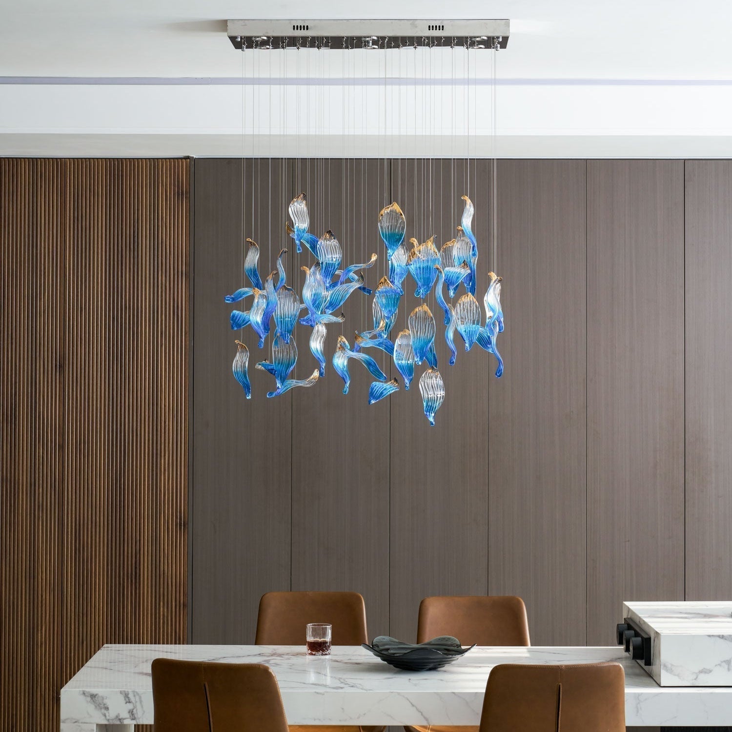 Galaxy Ocean Drift Blown Glass Crystal Spiral Chandelier - L 59.1″ x W 98.4″ x H78.7″No Ceiling PlateBlushlighting