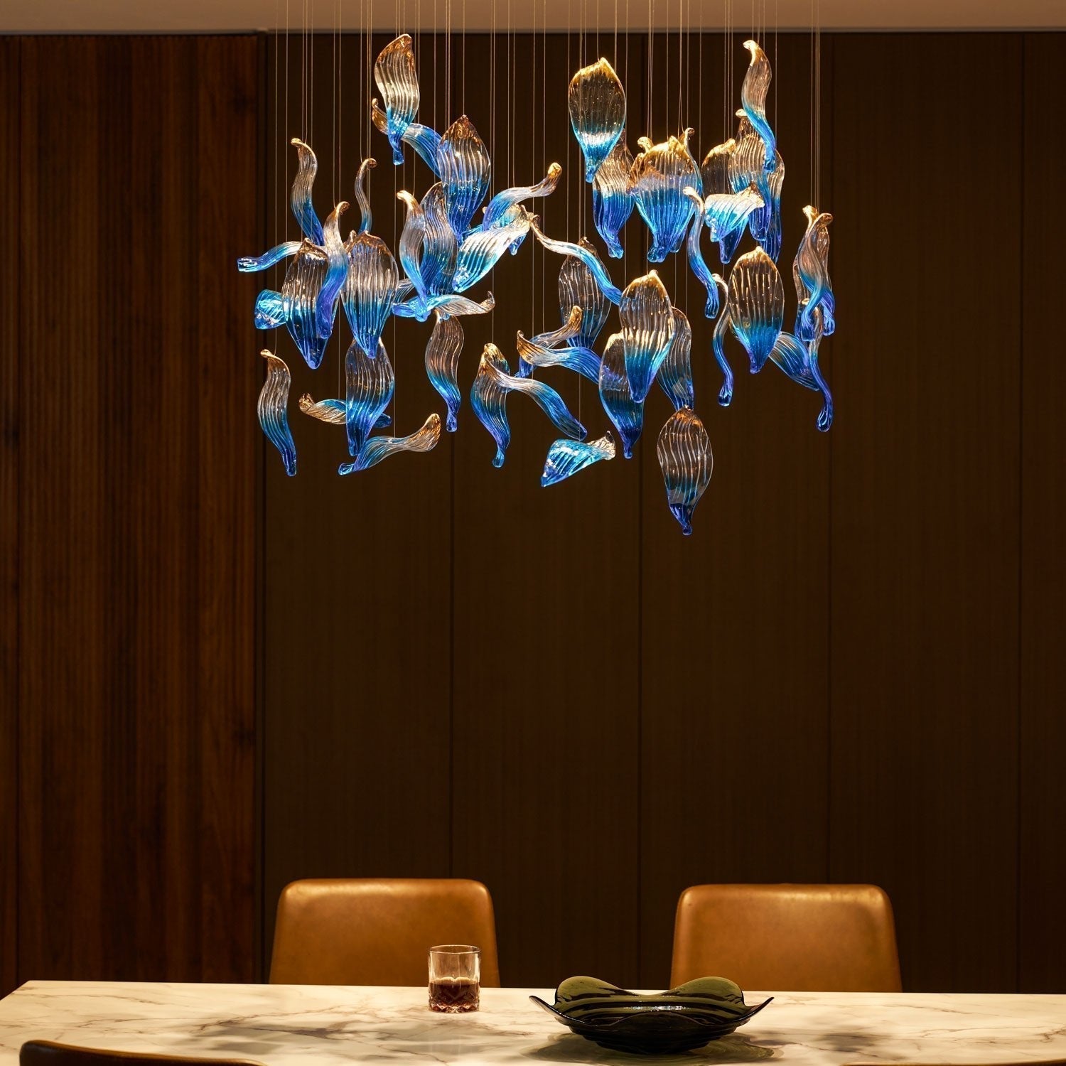 Galaxy Ocean Drift Blown Glass Crystal Spiral Chandelier - Support Customized DrawingsNo Ceiling PlateBlushlighting