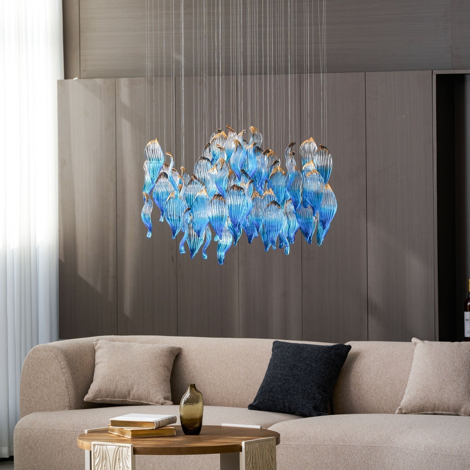 Galaxy Ocean Drift Blown Glass Crystal Spiral Chandelier - L 59.1″ x W 98.4″ x H78.7″No Ceiling PlateBlushlighting