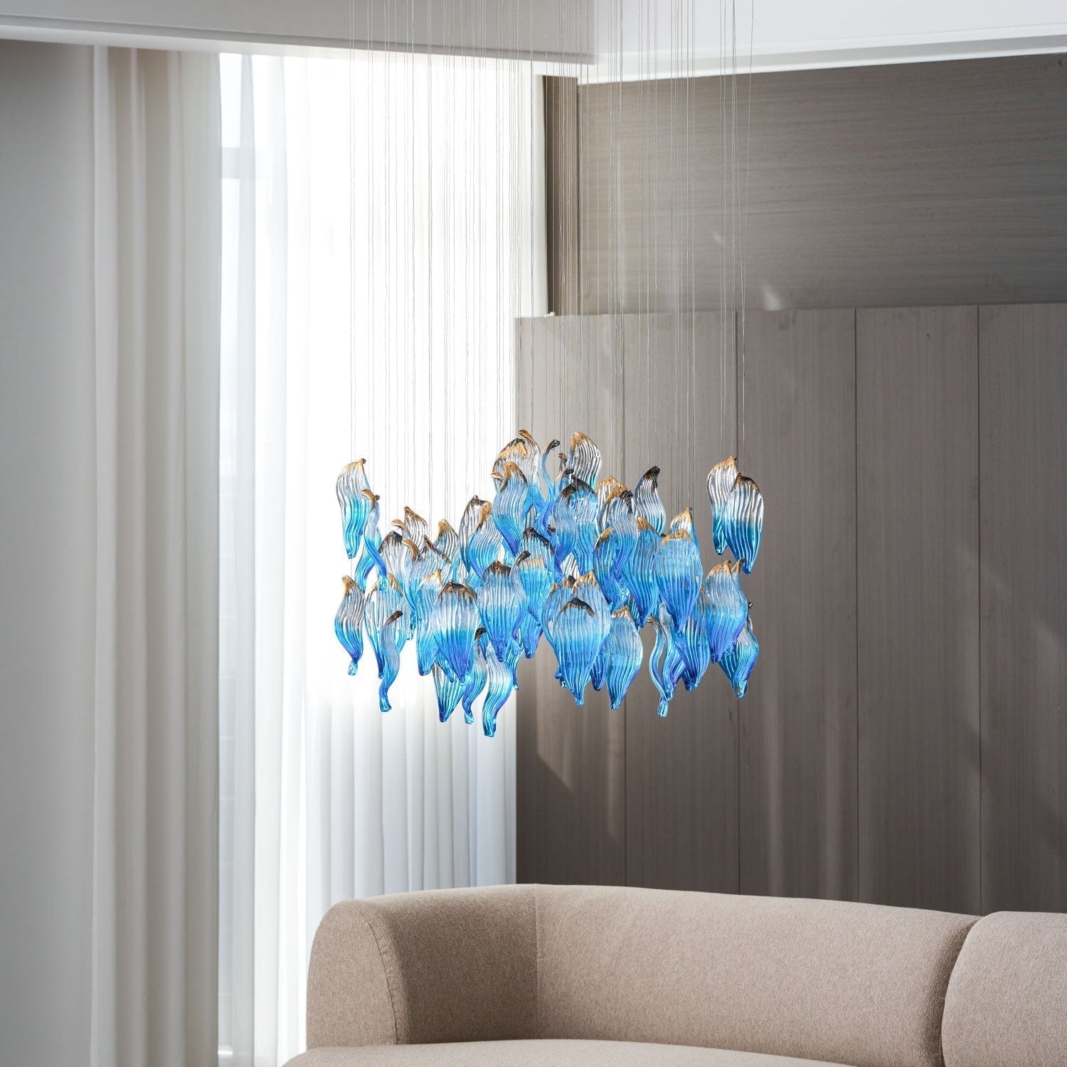 Galaxy Ocean Drift Blown Glass Crystal Spiral Chandelier - L 59.1″ x W 98.4″ x H78.7″No Ceiling PlateBlushlighting