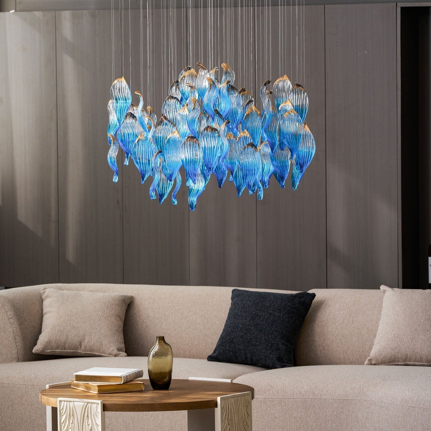 Galaxy Ocean Drift Blown Glass Crystal Spiral Chandelier - L 59.1″ x W 98.4″ x H78.7″No Ceiling PlateBlushlighting